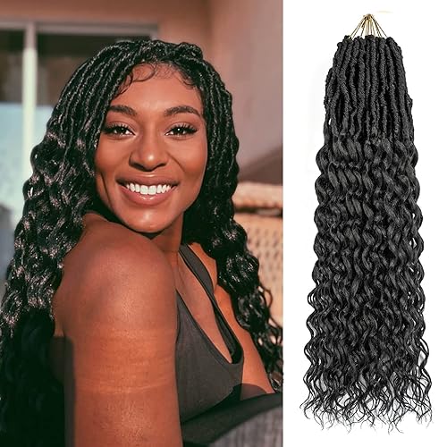 Extensiones de cabello sintético de ganchillo con extremos rizados profundos de 24 pulgadas, paquete de 8 paquetes de trenzas sintéticas suaves de