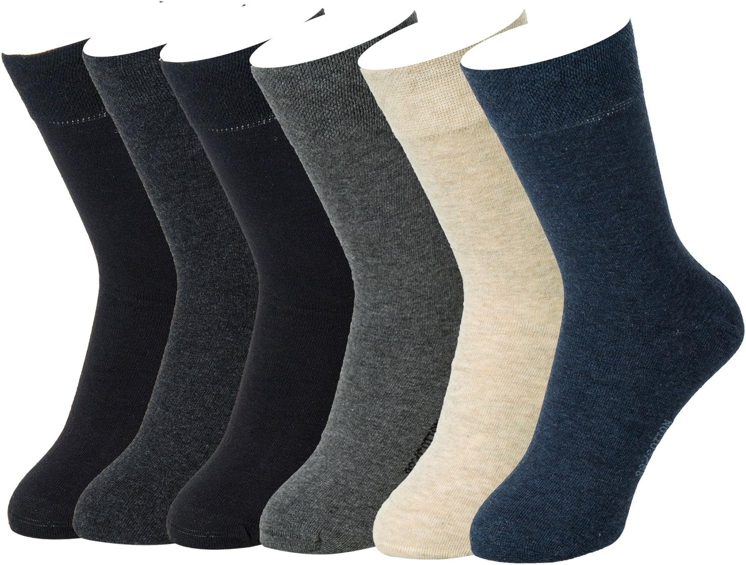 7DayOtter 98% Cotton Rich Odor Resistant Dress Socks for Business Mens Womens Casual Socks 6Pack