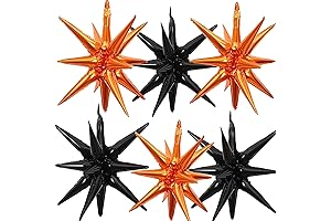 6 Pieces 27 Inches Black & Orange Explosion Balloons
