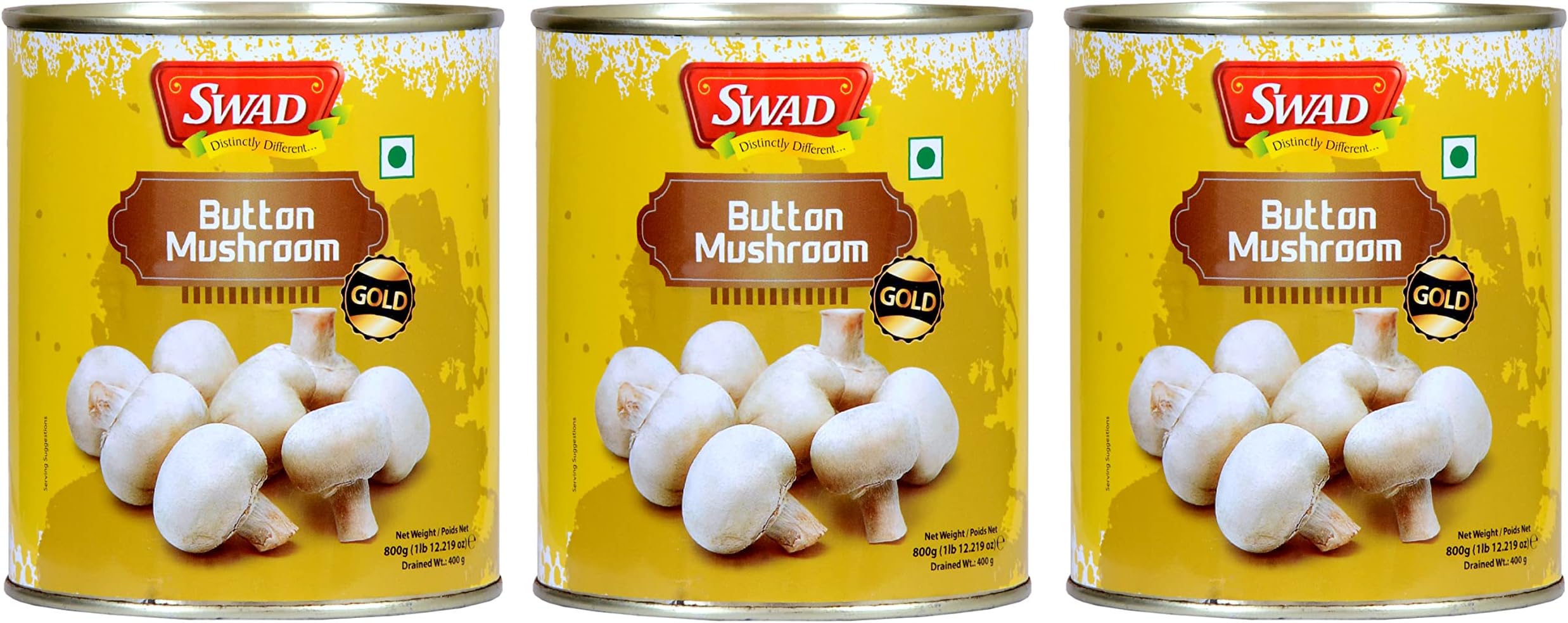 SWAD Button Mushroom - 800 Gm (Pack of 3)