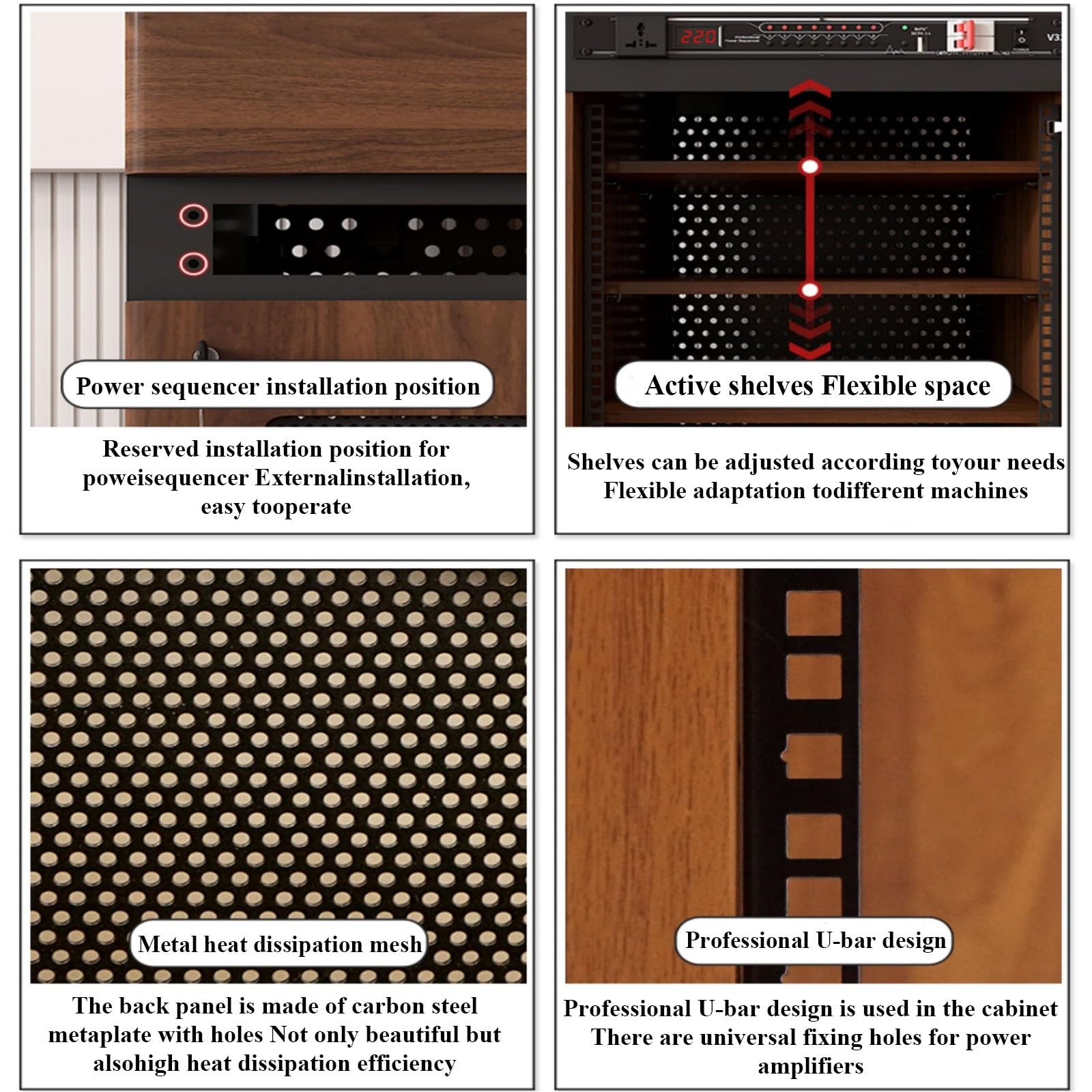 Rack Audio Professionnel 12U Lourd sur roulettes - Meuble pour Home Cinéma & Studio, Parfait pour Ampli, Équipement KTV Et Matériel Audio(Gray,4 Tier)