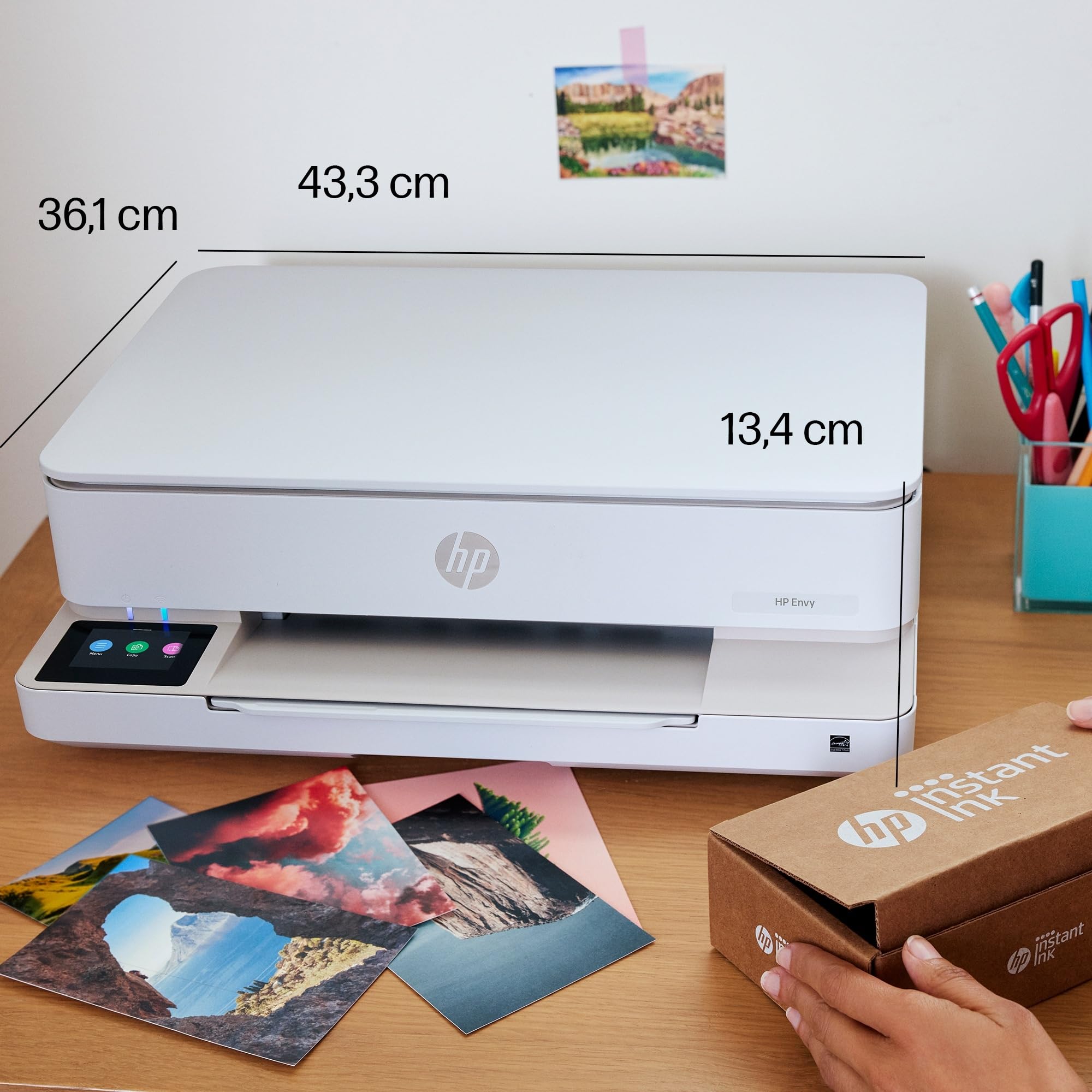 HP Envy 6120e Impresora multifunción de inyección de tinta A4 color Wi-Fi impresión doble cara automática 10 ppm Instant Ink Blanca