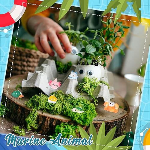 Miniatura 6 de Qunclay 72 piezas de mini figuras de animales marinos de resina oceánica, animales marinos a granel, criaturas de plástico en miniatura para