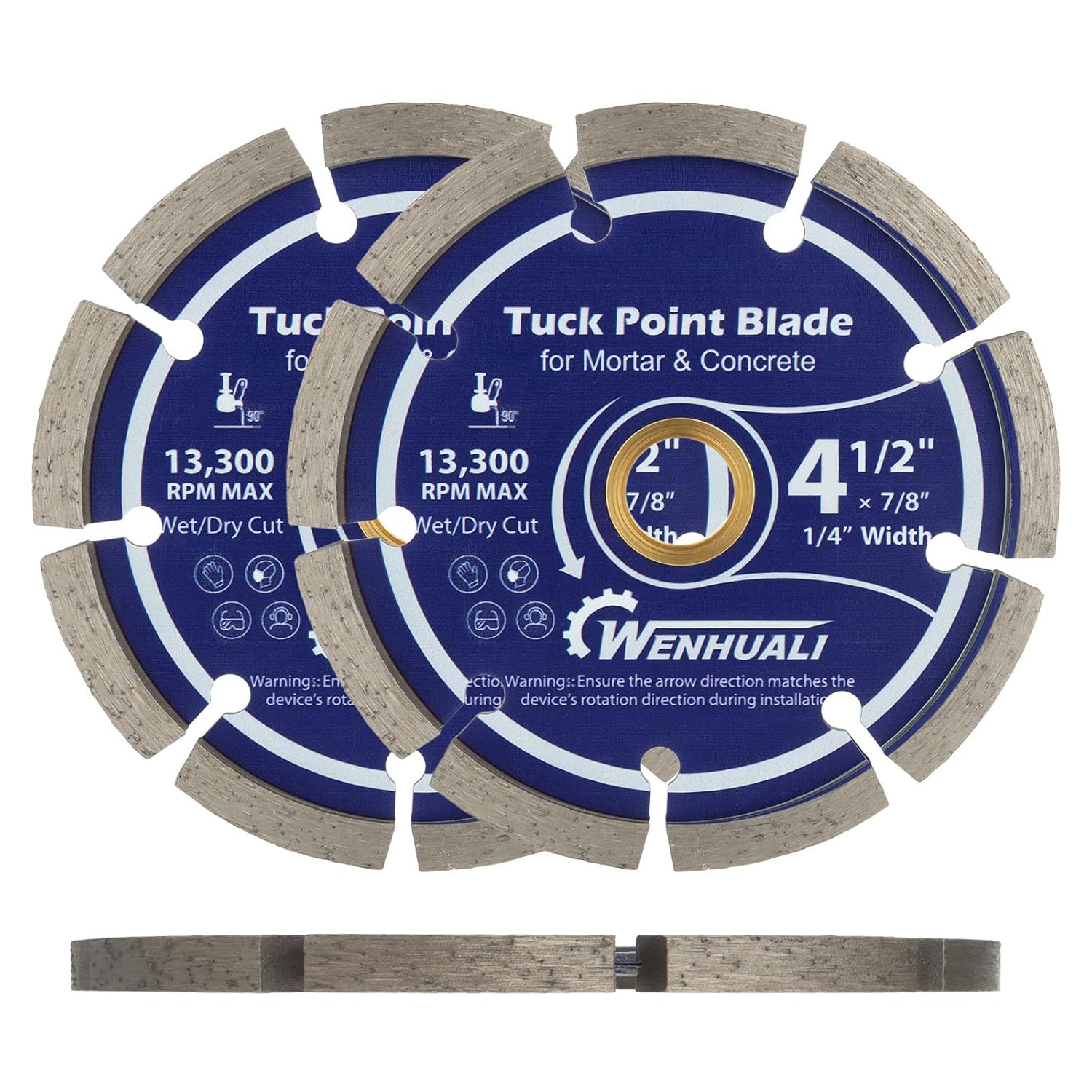 4.5" Diamond Tuck Point Blade for Concrete 2 Pack 1/4" Thickness – Premium Diamond Blade for Mortar Joint Removal, Concrete & Brick Grout Repair, 7/8" Arbor, Fast Clean Cutting (2 Pack)