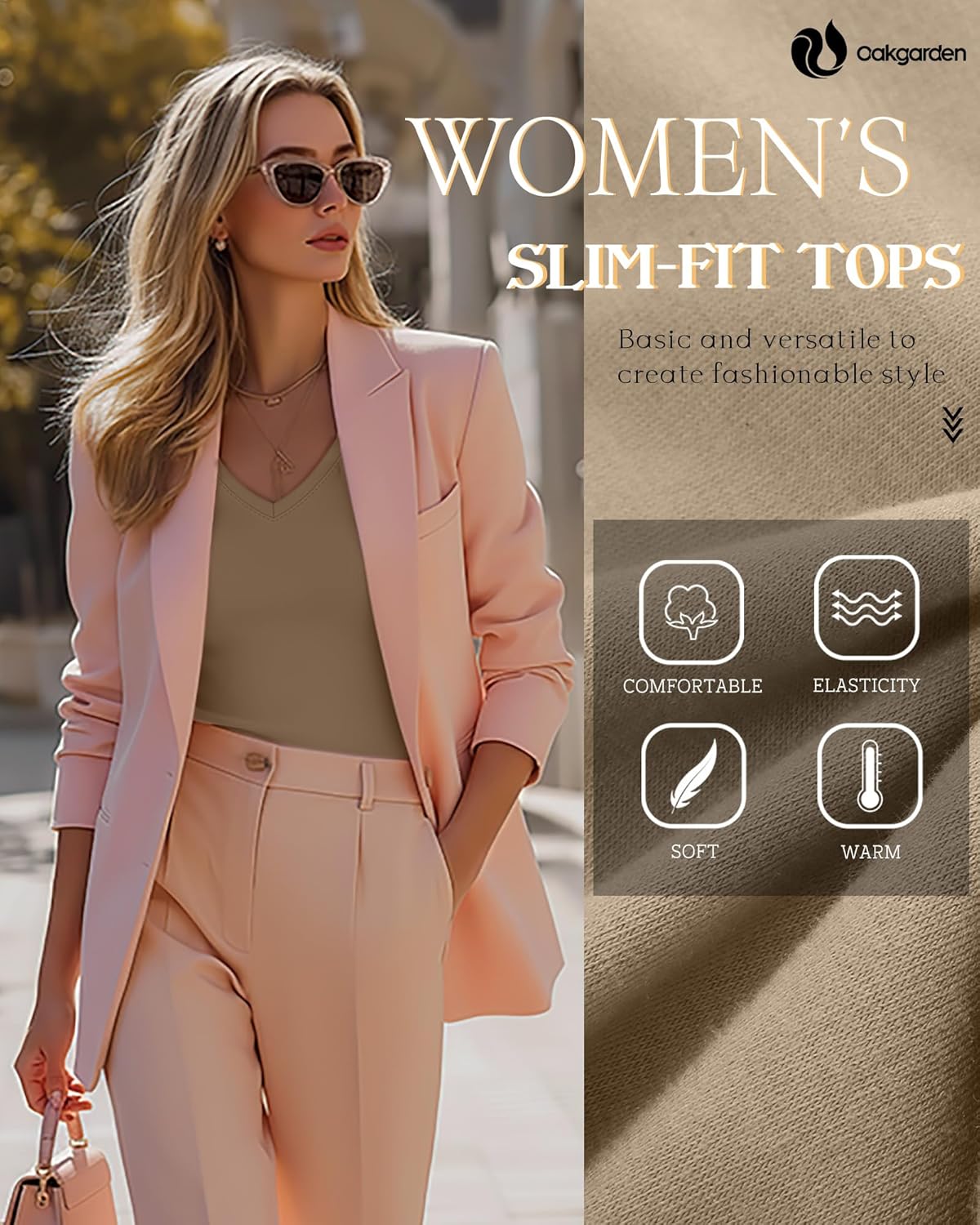 8 Pack Women's Long Sleeve Shirts Bulk Deep V Neck Slim Fit Tops Casual Knit Basic Fall Tees Multipack - Image 5