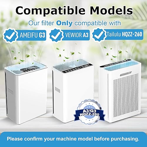 Miniatura 2 de Filtro de repuesto para purificador de aire G3 A3 para AMEIFU, compatible con AME G3 Sferf-30 (FXAP2W), VEWIOR A3 y Tailulu HQZZ-260, filtro HEPA 3