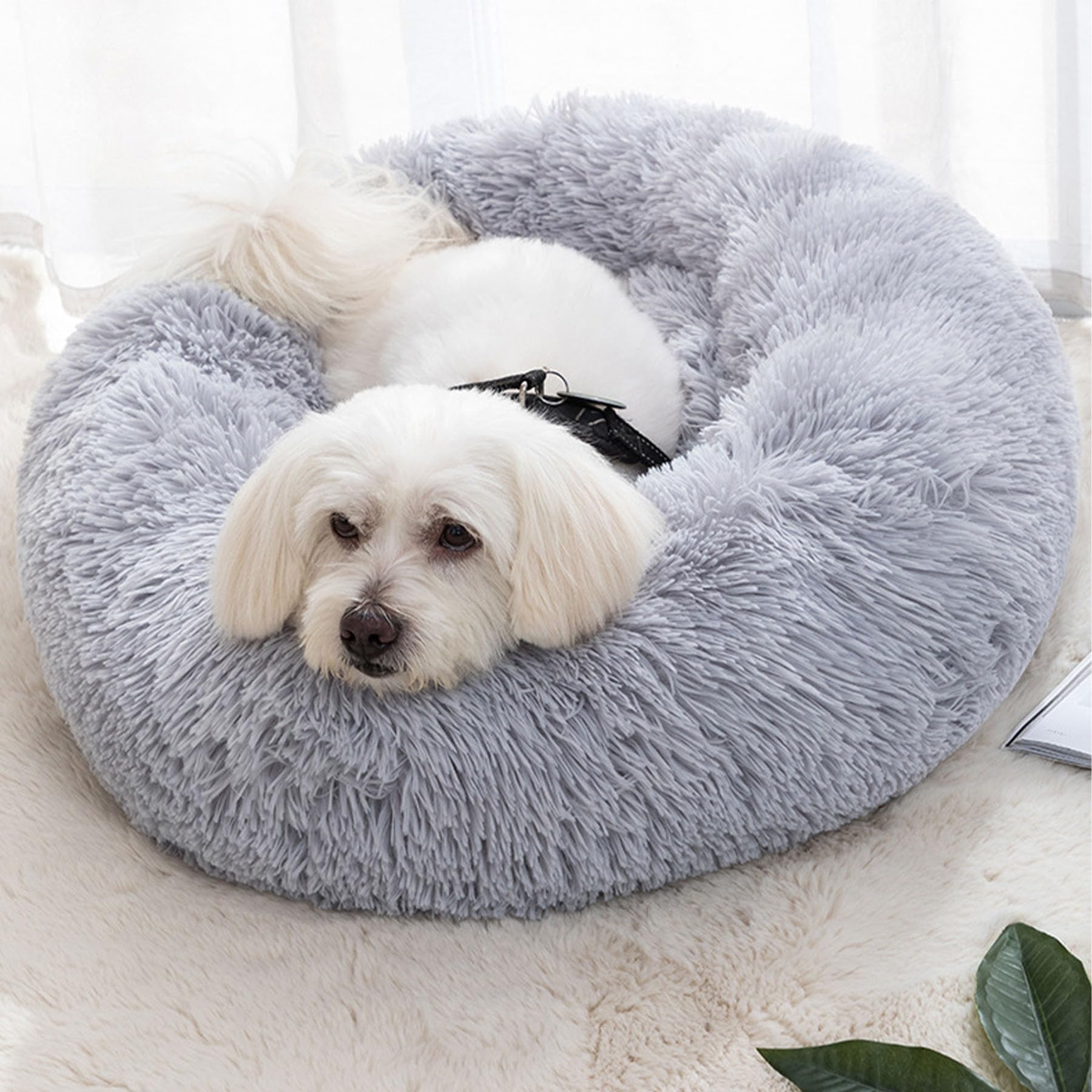 Lemuluxe Cat Beds for Indoor Cats, 20 inches Cat Bed Fluffy Round Dog Bed Calming Soft Plush Donut Cat Bed Anti-SlipPuppy Pet Bed Cat Beds for Small