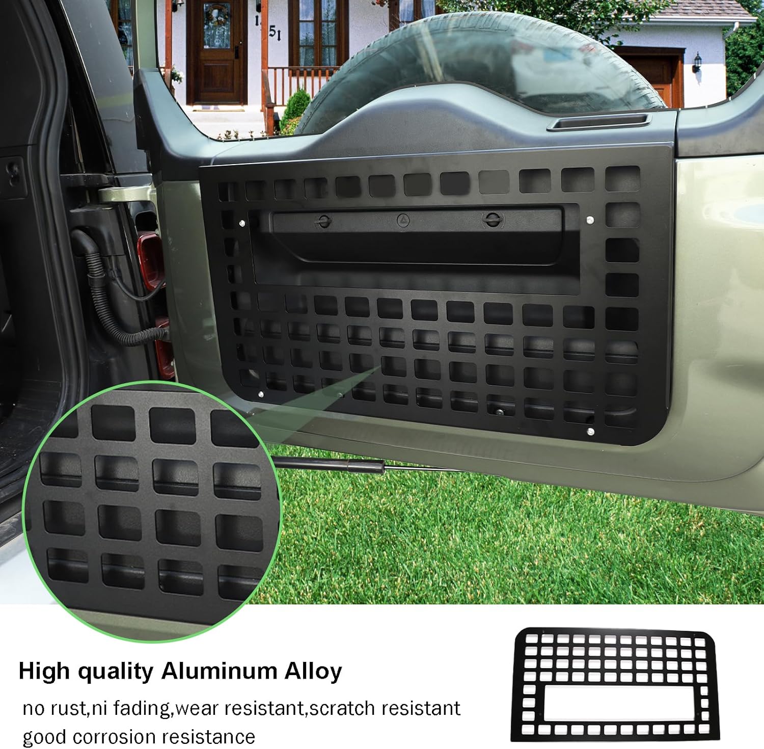 Tailgate Storage Molle Panel Cargo Shelf Storage Luggage Holder Carrier Compatible with Land Rover Defender 90 110 130 2020 2021 2022 2023, Aluminum Alloy Tailgate Storage Rack Shelf