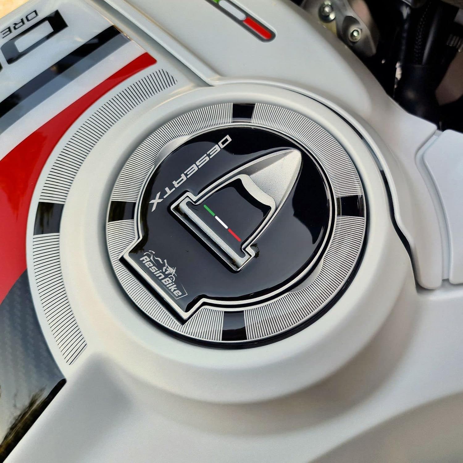 Motorcycle 3D Stickers Compatible with Ducati DesertX 2022-2025. Tank Protector, Tank Cap and Side Protections from Impact and Scratches. Resin Stickers Kit - Made in Italy