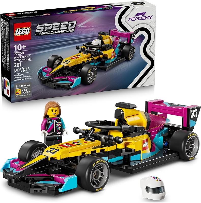 Speed Champions F1 ACADEMY Juguete de construcción de autos de carreras - Vehículo de carreras de juego de simulación con minifigura de F1 ACADEMY - Coche de juguete para jugar y exhibir para niños y niñas, a partir de 10 años - Idea de regalo para cumpleaños - 77258