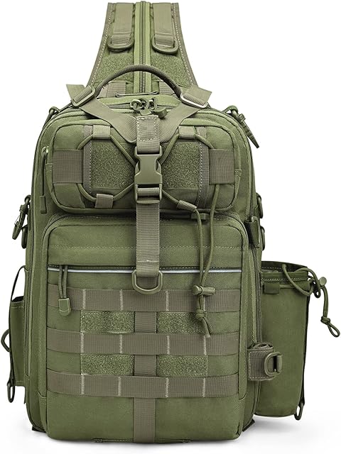 G4Free Tactical Fishing Bag Fishing Accessories and Tackle Storage Rucksack Multifunctional Military Shoulder Backpack for Camping Hiking Traveling Outdoor Activities