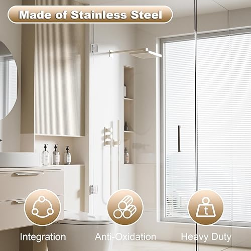 Miniatura 72 de Alise Bisagras de puerta de ducha de vidrio, Bisagras de puerta de ducha de 180 grados para puertas de vidrio,Bisagras de gabinete de acero Cromo