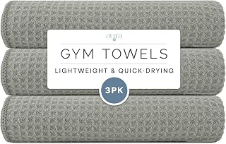 S&T INC. Microfiber Gym Towels, 3 Pack, 16" x 27", Honeycomb Grey | Absorbent and Lightweight, Quick-Dry, Compact for Gym Bag, Yoga and Travel, Machine Washable