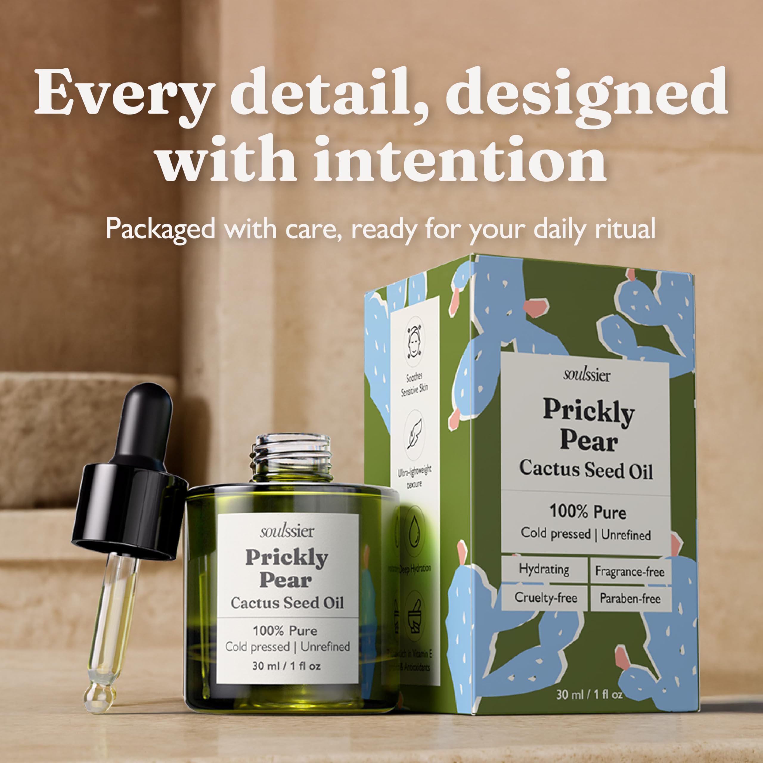 Soulssier 100% Pure Prickly Pear Seed Oil, Cold Pressed Moisturizer