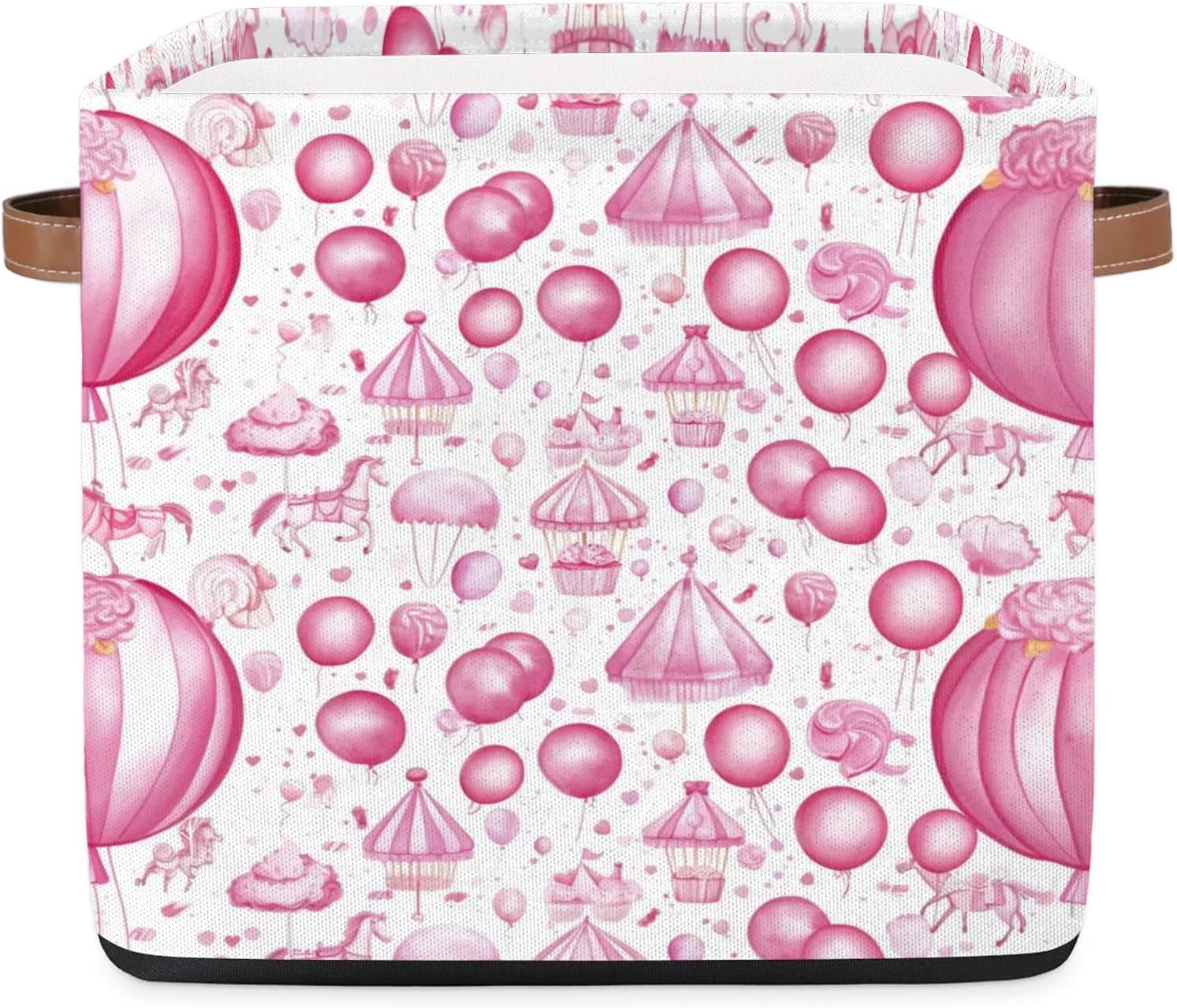 Large Fabric Storage Cube 13 In Cute Circus Theme Collapsible Storage Baskets Cubes Boxes for Organizing Shelves Clothes Closet Organizer Bins