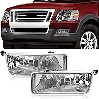 HECASA Fog Light Pair for 2006-2010 Ford Explorer & Sport Trac - Clear Lens Halogen w/Bulbs, Replaces FO2594100 FO2595100