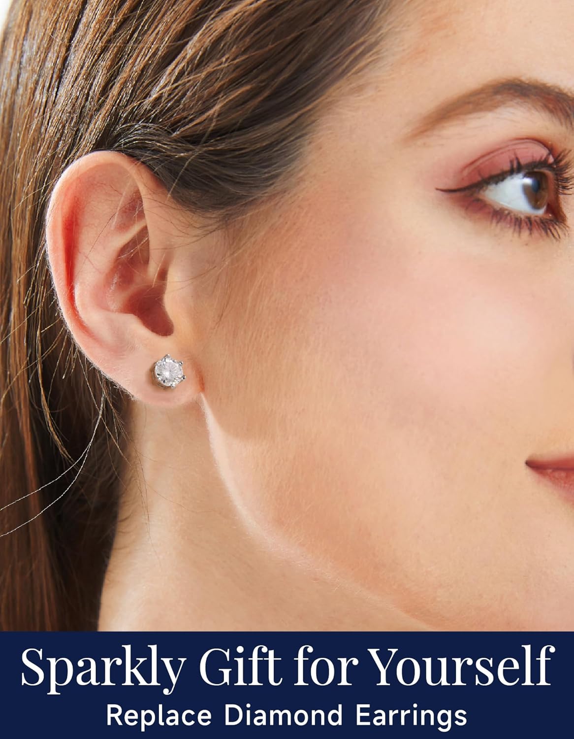 MomentWish Moissanite Earrings, Birthday Gifts for Her, D Color VVS1 Clarity Moissanite Stud Earrings, White Gold Plated 925 Sterling Silver Studs Jewelry for Women Men - Image 2