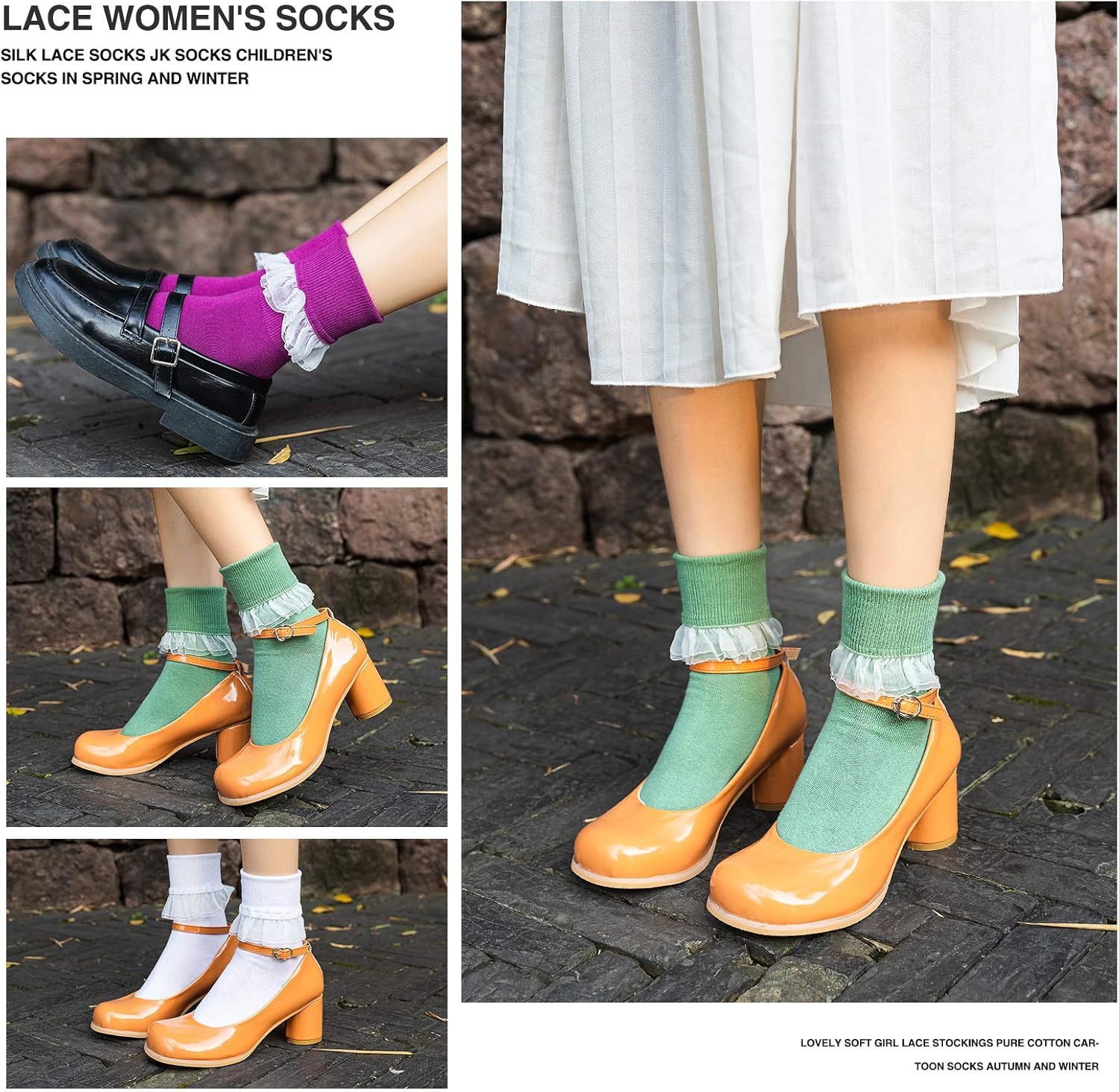 SEMOHOLLI Women Ankle Socks, Women Lace Ruffle Frilly Ankle Socks Fashion Ladies Girl Princess - Image 5