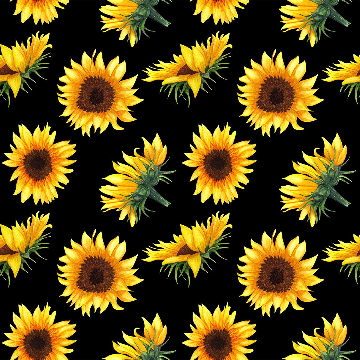 Sunflower Outdoor Fabric by The Yard,Garden Yellow Floral Upholstery Fabric for Chairs,Blossom Flowers Botanical Fabric for Home DIY Projects,2 Yards,(L184*W150cm) Black Yellow