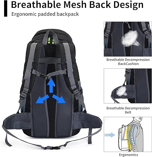 Miniatura 2 de Morral de senderismo. Morral ligero para acampar, con impermeabilidad 50L para uso al aire libre.