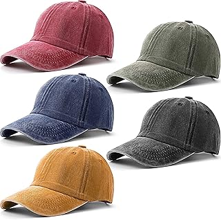 5 Pieces Unisex Cotton Vintage Baseball Cap Low Profile Unstructured Baseball Hat Washed Baseball Hat Adjustable Dad Hat