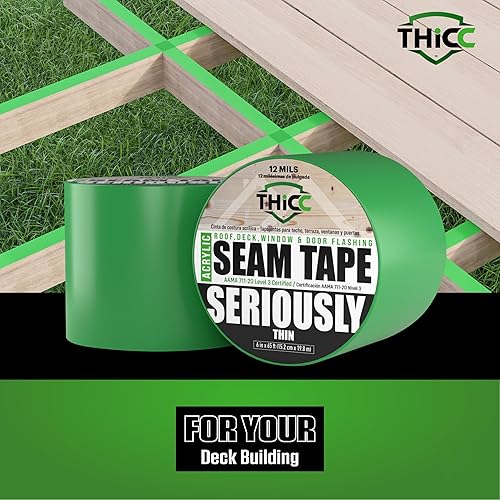Miniatura 5 de THICC Cinta adhesiva acrílica intermitente para techo, cubierta, ventana y puerta, 12 mils, certificado AAMA 711-20 nivel 3, 6 pulgadas x 65 pies,