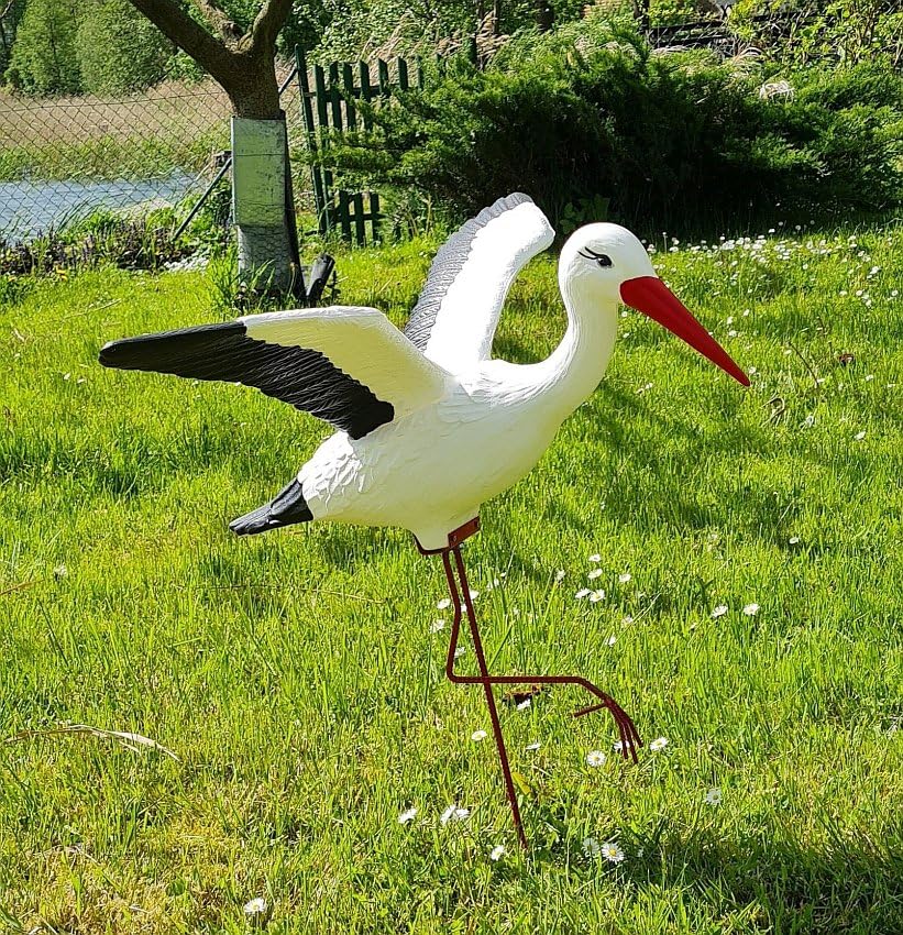 Cigogne Volante de Jardin H 75cm - Statue Décorative Extérieure en Métal - 5