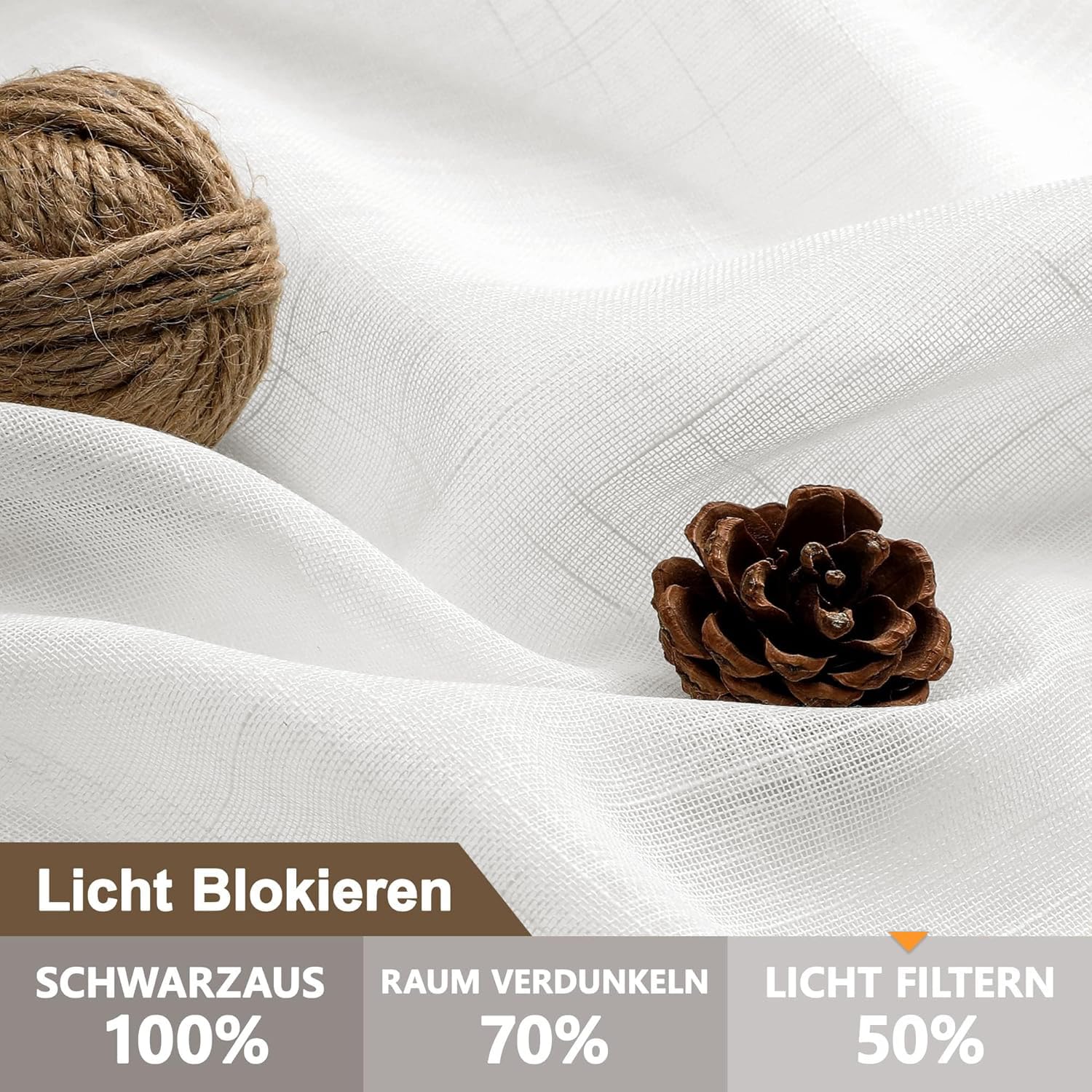 Cucraf Gardinen mit Ösen H242 x B132 cm Voile Vorhänge für Wohnzimmer Küche Schlafzimmer Curtains Off White 2er Set – Bild 2