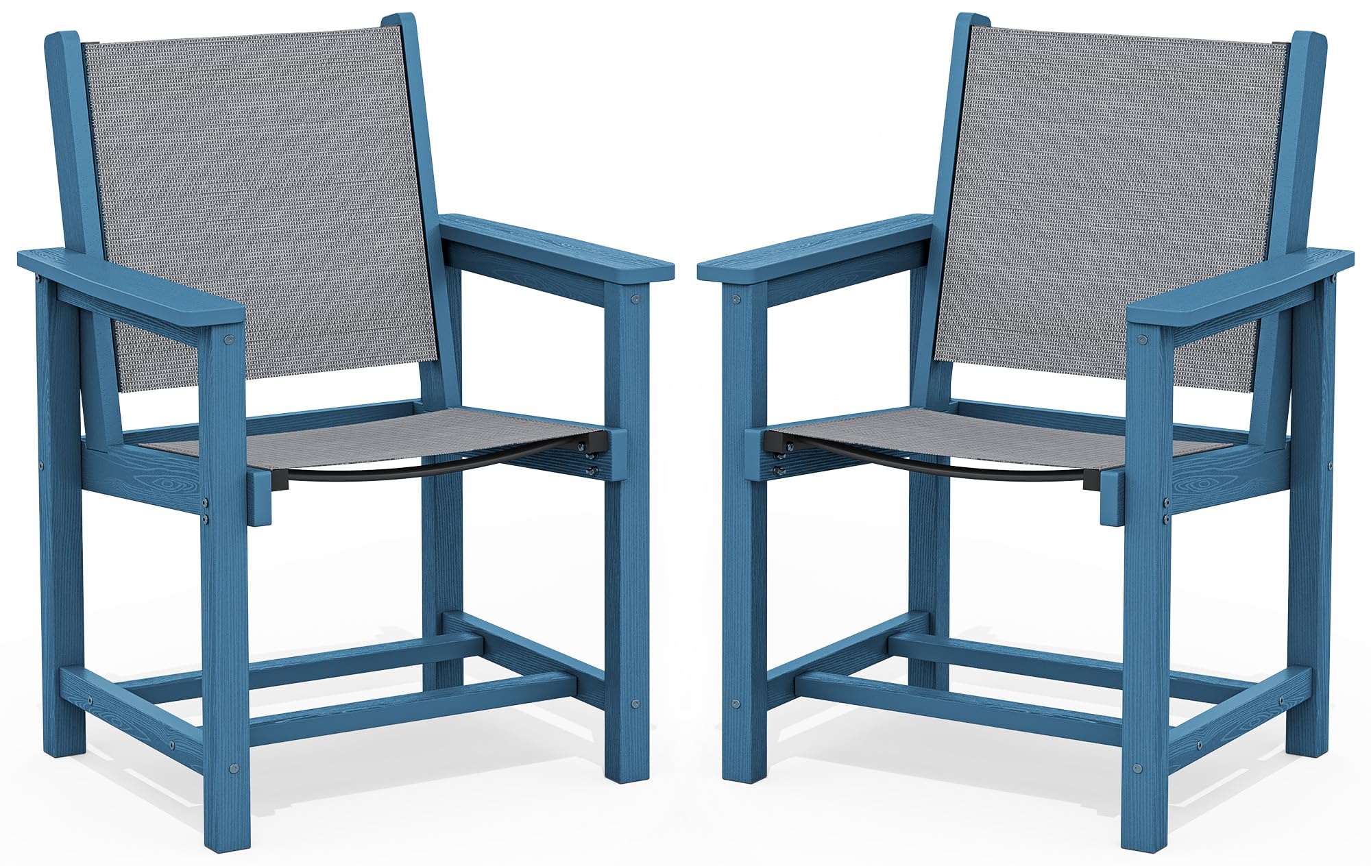 SERWALL Outdoor Textilene Sling Dining Chairs Set of 2, Blue