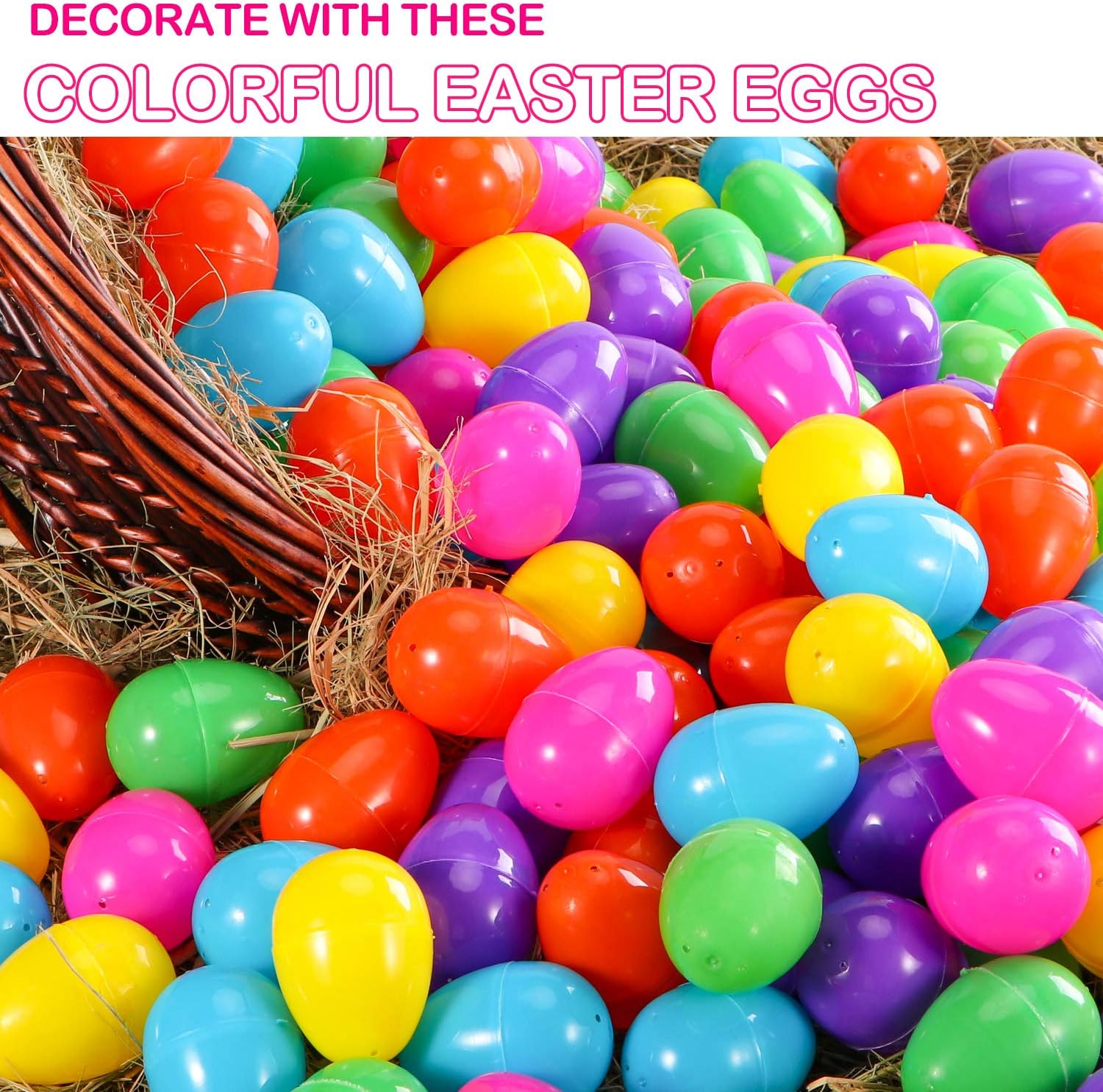 YEAHBEER 288 Easter Eggs -2.36" Bright Colors Plastic Easter Eggs Empty for Easter Hunt, Easter Basket Stuffers, Party Favor, Classroom Prize Supplies