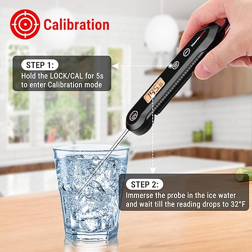 Miniatura 7 de ThermoPro Termómetro digital de lectura instantánea para carne para asar a la parrilla, termómetro impermeable para alimentos de cocina con Negro