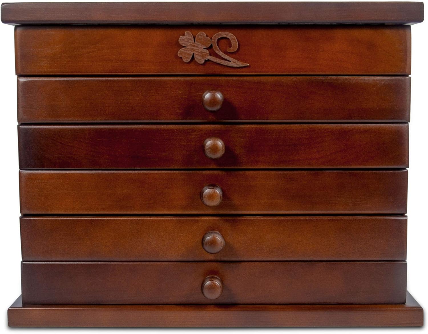 Kendal Large Upgrade Real Wooden Jewelry Box, 6 Layer with 5 Drawers, Jewelry Organizer Storage Box for Women, Dark Brown Color : Clothing, Shoes & Jewelry