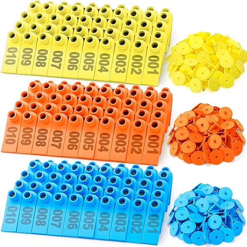 300 etiquetas de oreja de ganado para oveja, cabra y ganado, número 001-100, etiquetas de oreja de ovejas de plástico para identificación de