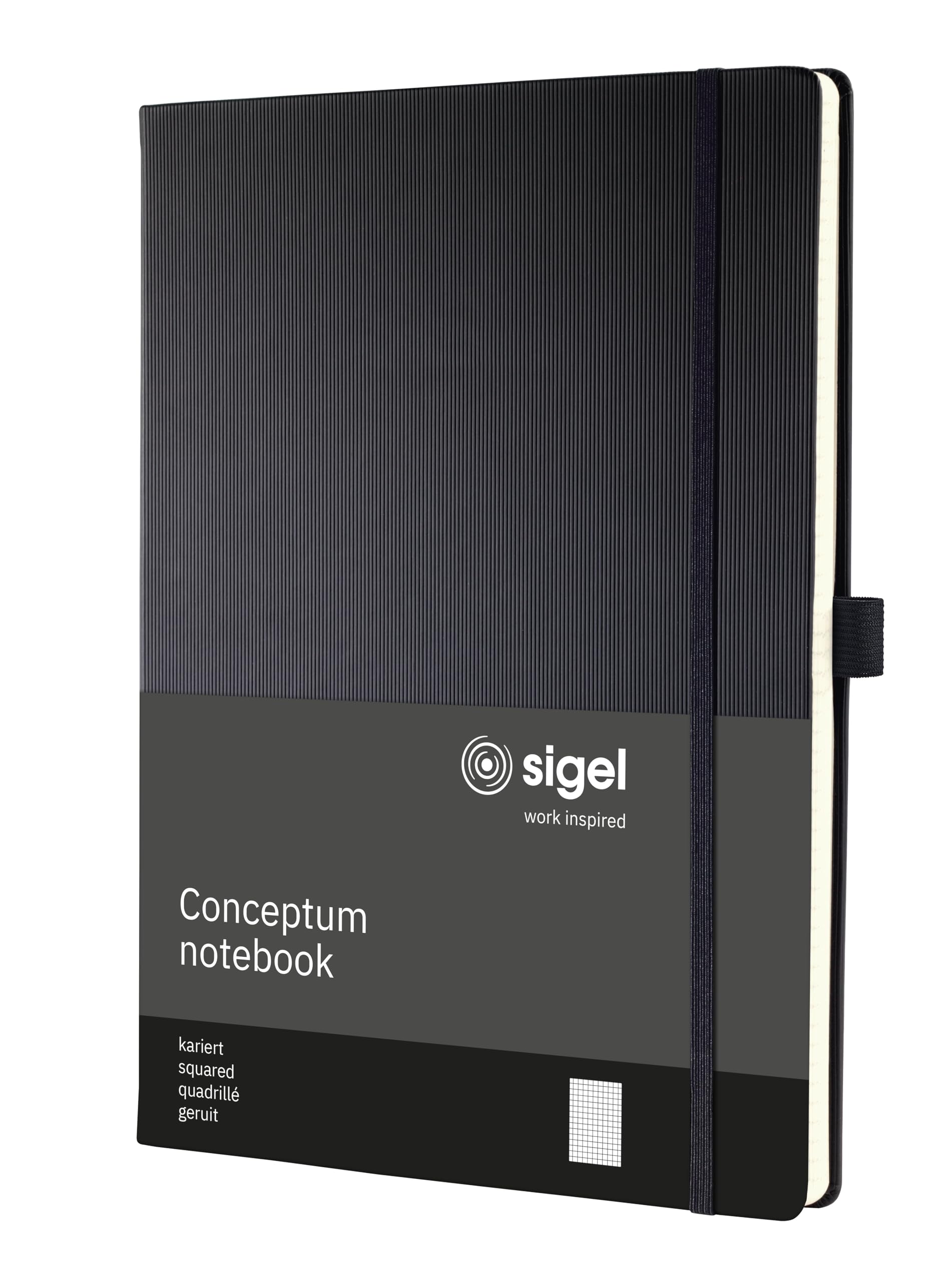 SIGEL Taccuino premium Conceptum A4 copertina rigida - 3 pezzi | CO111, quadrettatura piccola, nero, ideale come diario, bullet journal, libro delle idee o quaderno di scrittura