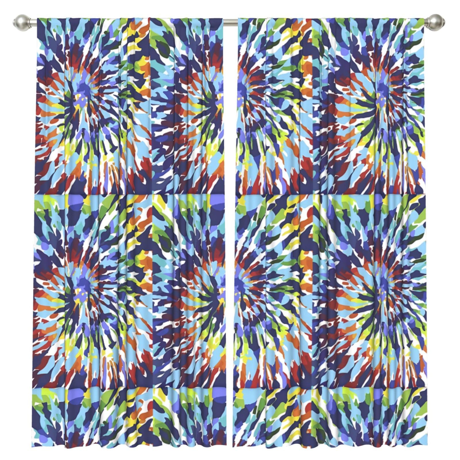 InOmak Trippy Tye Dye, 2 Panels Window Curtains 52 x 84 Inch Blackout Curtains for Living Room Bedroom