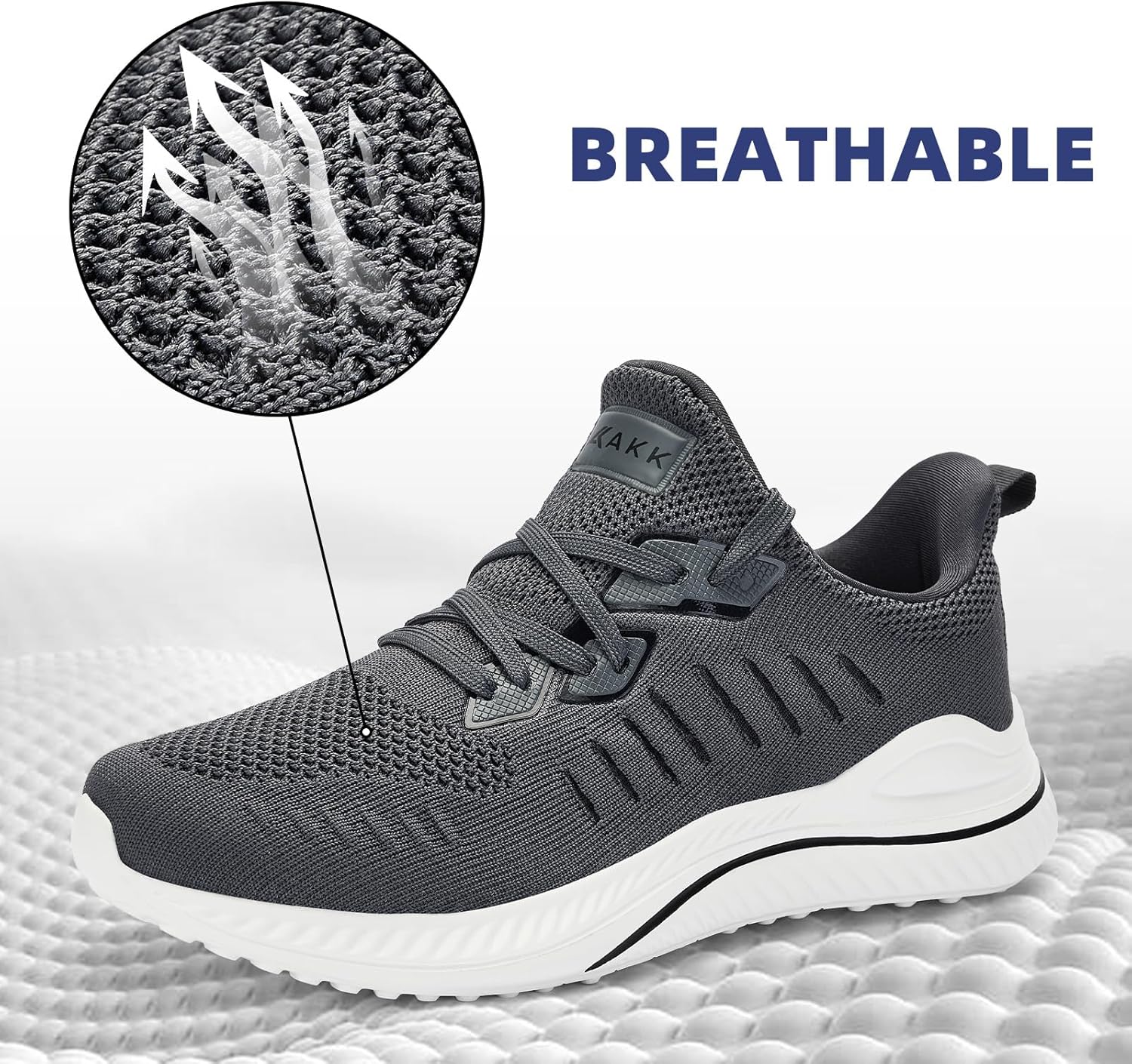 Akk Mens Wide Sneakers - Slip On Memory Foam Walking Shoes Breathable Non Slip Tennis Running Shoe Ultra Lightweight Comfortable Workout Gym Jogging and Casual Sports - Image 5