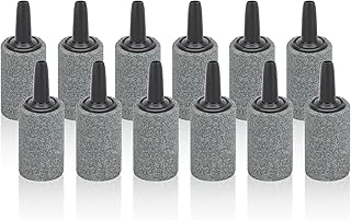 Aquarium Air Stone 1 Inch 12 Pack Fish Tank Aerator Bubble Diffuser Silicon Carbide Fish Tank Airstone for Air Pump Aquariums Ponds Hydroponic Systems