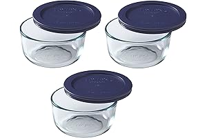 2 Cup Round Blue Plastic Lid Pyrex Round Storage Keeper Bowls Container 3PCS