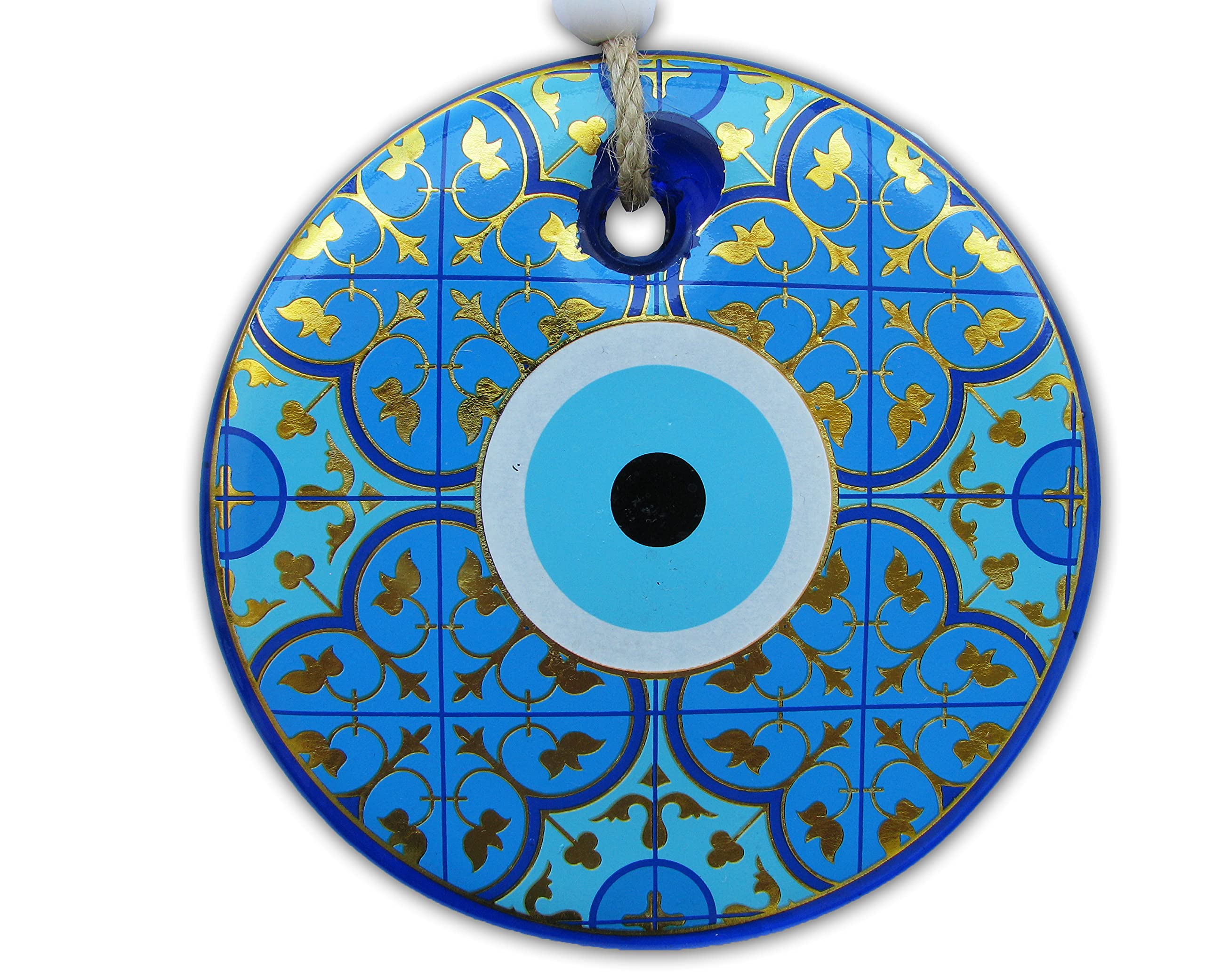 Evil Eye Decor, Evil Eye Wall Decor, Evil Eye Beads, Glass Wall Hanging Beads for Doorways, Turkish Blue Nazar Bead - Home Protection Charm, Big Good Luck Charm, Evil Eye Wall Art Decor (Model 11)
