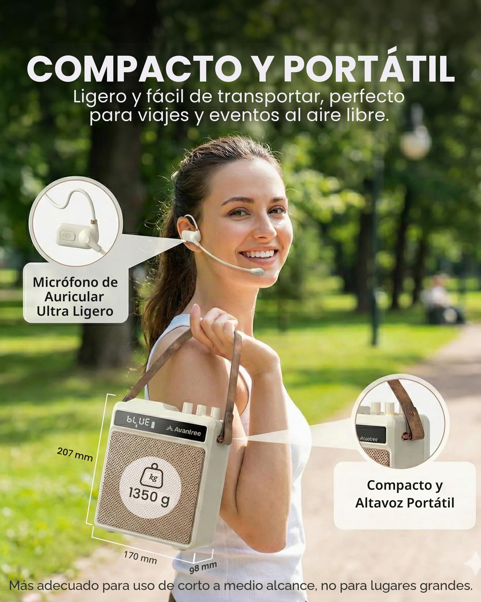 Avantree VoxAmp Duo - Amplificador de Voz Inalámbrico Portátil, Micrófono Dual Y Altavoz Set para Clases, Pequeños Eventos & Fiestas, 30W Voz Clara & Sonido Rico, 14H Batería