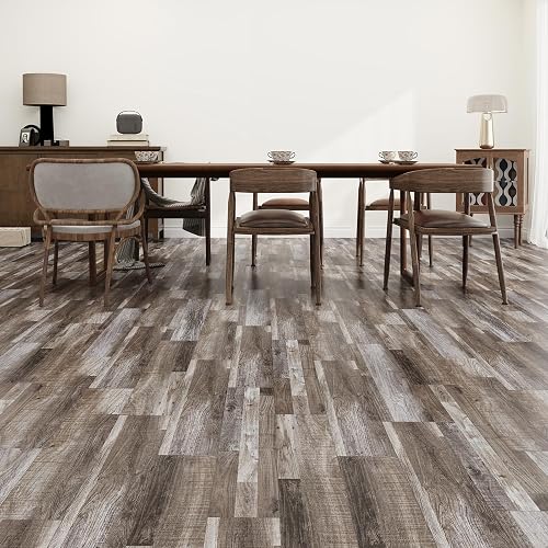 ATOPOSE Revêtement de sol en vinyle autocollant pour installation à faire soi-même, 36 planches aspect bois de 5,02 m², bloc de chêne, imperméable et résistant aux rayures, pour salle à manger, - 5