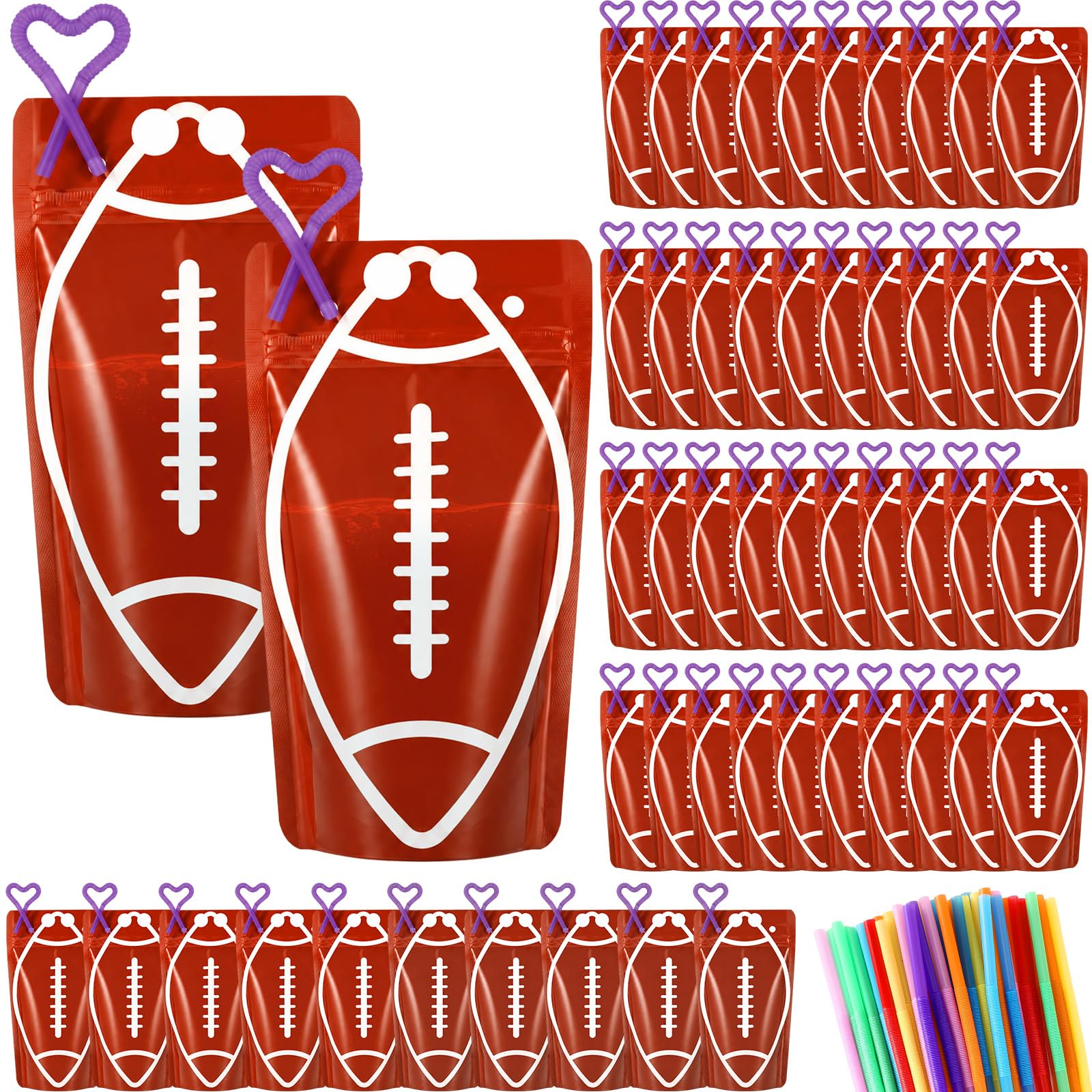Pochettes réutilisables pour boissons hermétiques avec pailles cœur pour anniversaires