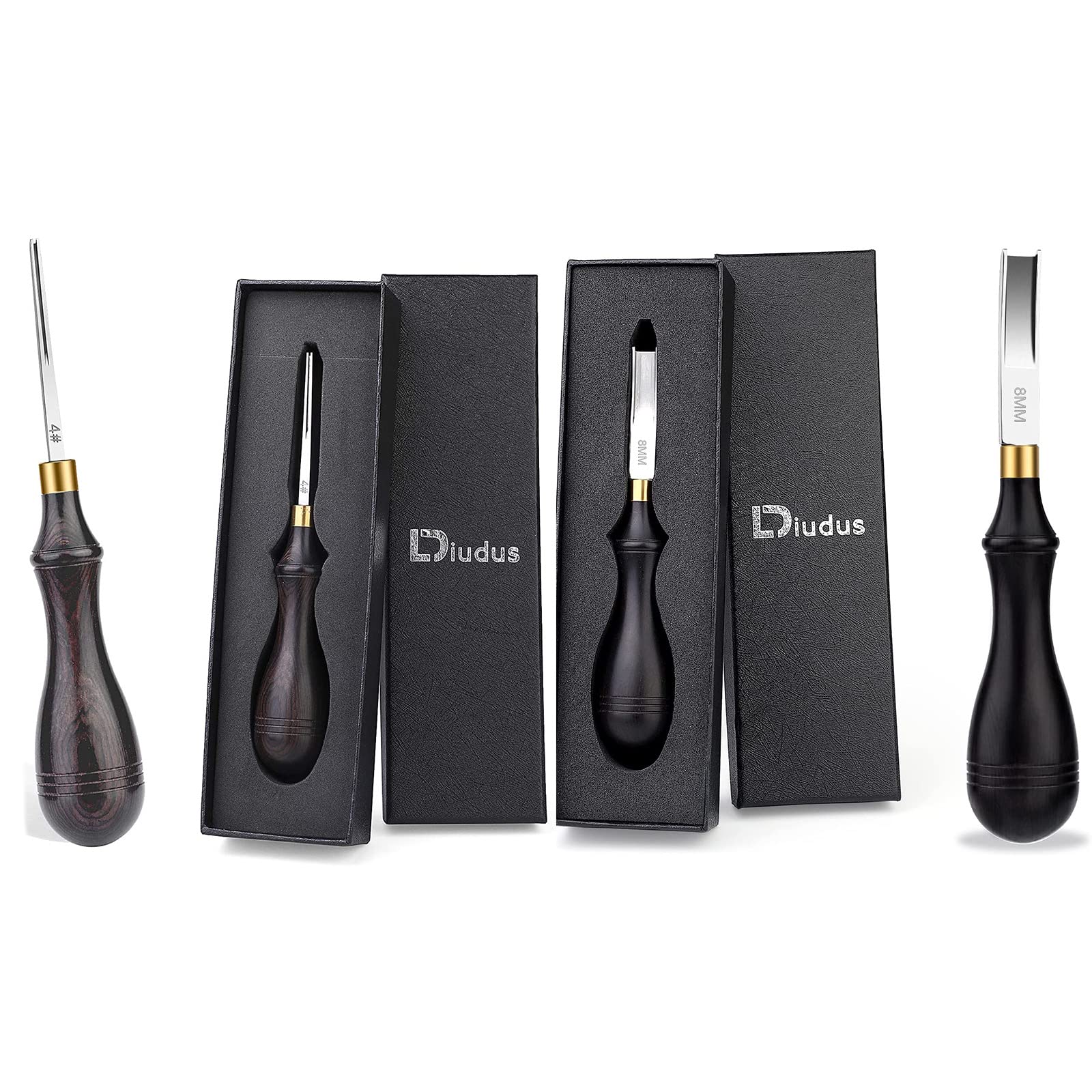 DIUDUS Leather Edge Bevelers 0.7mm + 8mm Leather Edge Beveler Tool, Wide Mouth Leather Edge Beveler Skiving, Leather Edge Trimmer with Wooden Handle for DIY Leather Craft