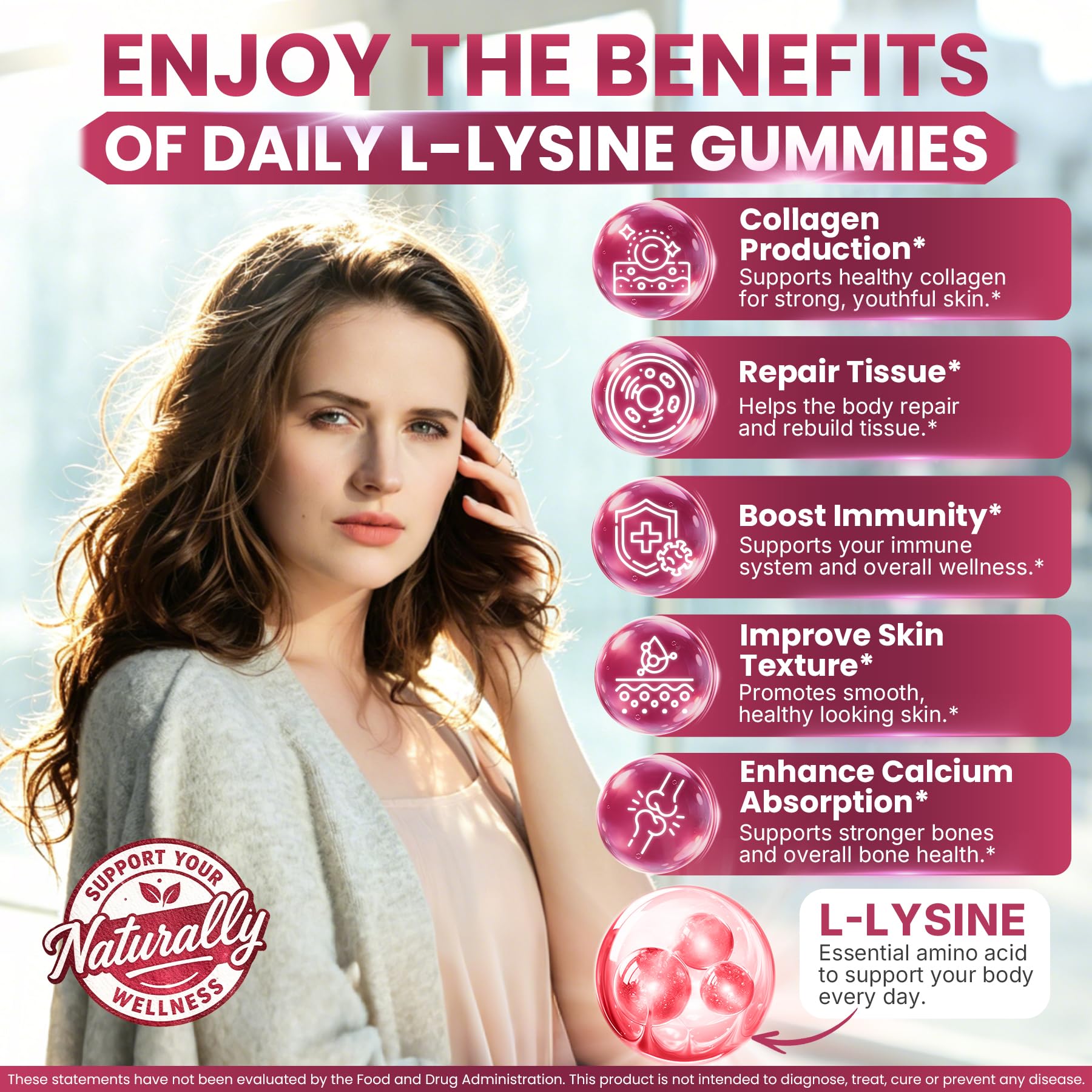 Liposomal L-Lysine Gummies 1200mg | High Absorption Immune & Skin Support — Amazon image 3