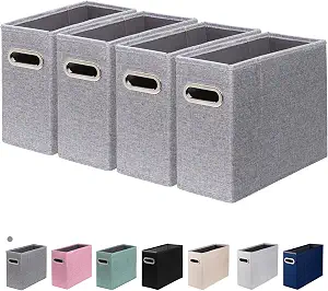 4 Pack Letter Size File Organizer, Fabric Storage Box with Metal Handles