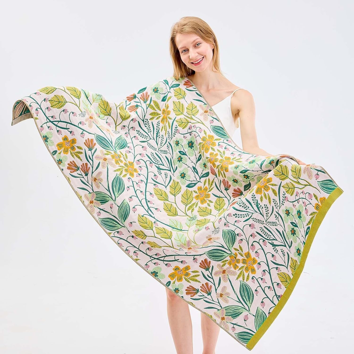 XIBLC Boho Bath Towels, 30" x 60" Luxury Floral Bath Towels Beach Towels, Colorful 100% Cotton Farmhouse Decorative Blanket Bathroom Towels