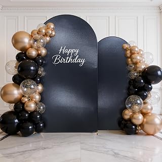 Shimmer Black Arch Backdrop Cover Set of 2 (7.2,6ft),Glitter Spandex Fitted Chiara Cover with Zipper,Thick Sequin Soft Stretchy for Wedding Birthday Baby Shower Graduation Party Photo Backdrop