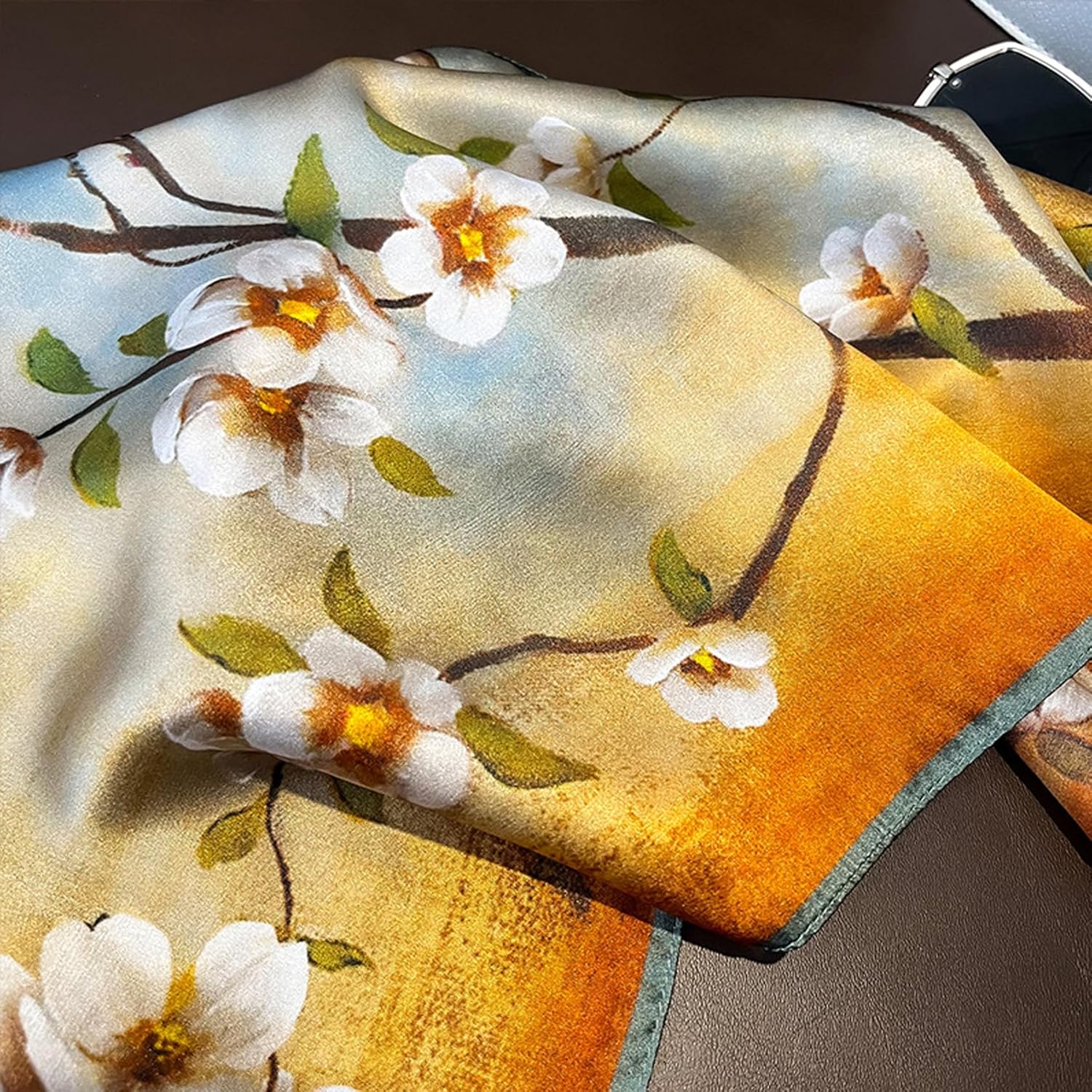 100% Mulberry Silk Neck Scarf - 21"x21" Small Printed Square Neckerchief Scarves for Women Gift Packed - Image 6