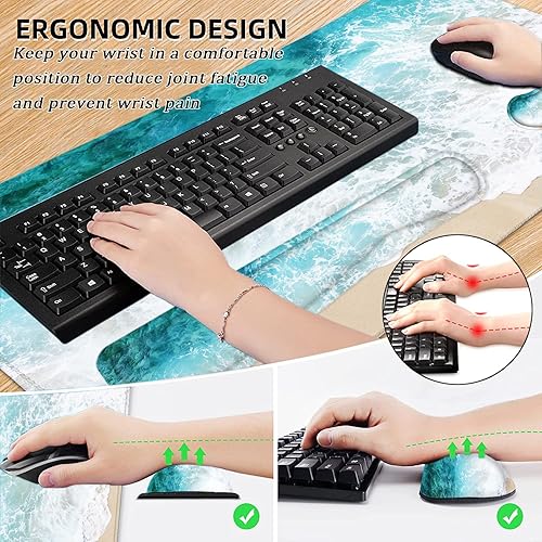 Miniatura 3 de LATEEFAH Alfombrilla de escritorio, alfombrilla de mouse con reposamuñecas, 4 en 1, alfombrilla de mouse grande para escritorio, alfombrilla de