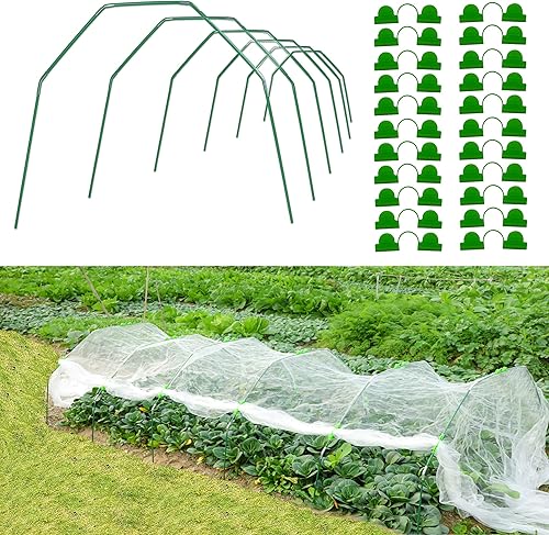 WingShop Kit de invernadero para camas elevadas marco de soporte de túnel de cultivo de plantas estacas de fibra de vidrio para cubierta de fila 12